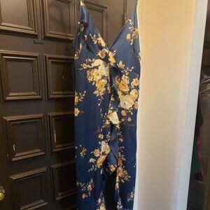 Aurora Maxi Dress - Teal with florals (never worn) (from Blondie Boutique) (L)